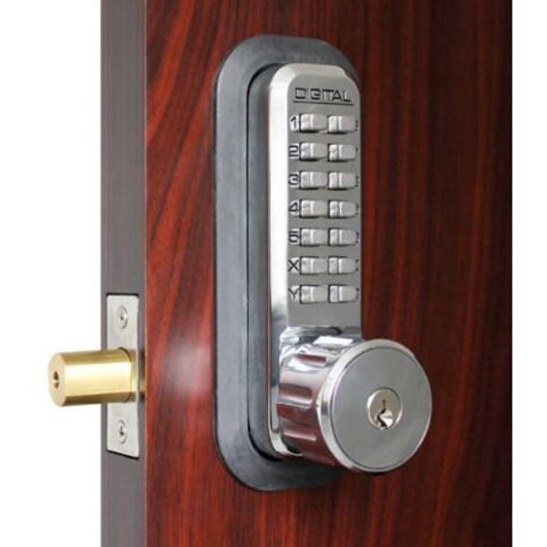 Lockey Mechanical Keyless Combination Deadbolt Lock Double Combination Key Override Bright Chrome 2210DCKO-BC